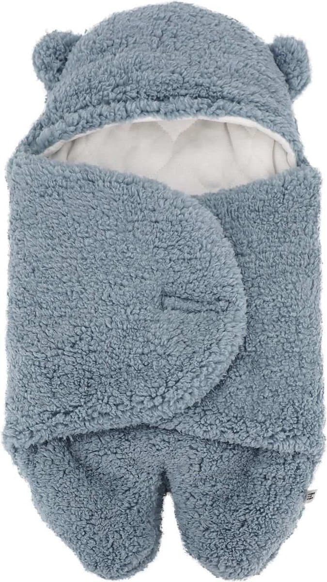 KimDo - Teddy Wikkeldeken - Grijs - Omslagdoek - Newborn Baby - Kraamcadeau - babyslaapzak - Inbakerdoek Beertje