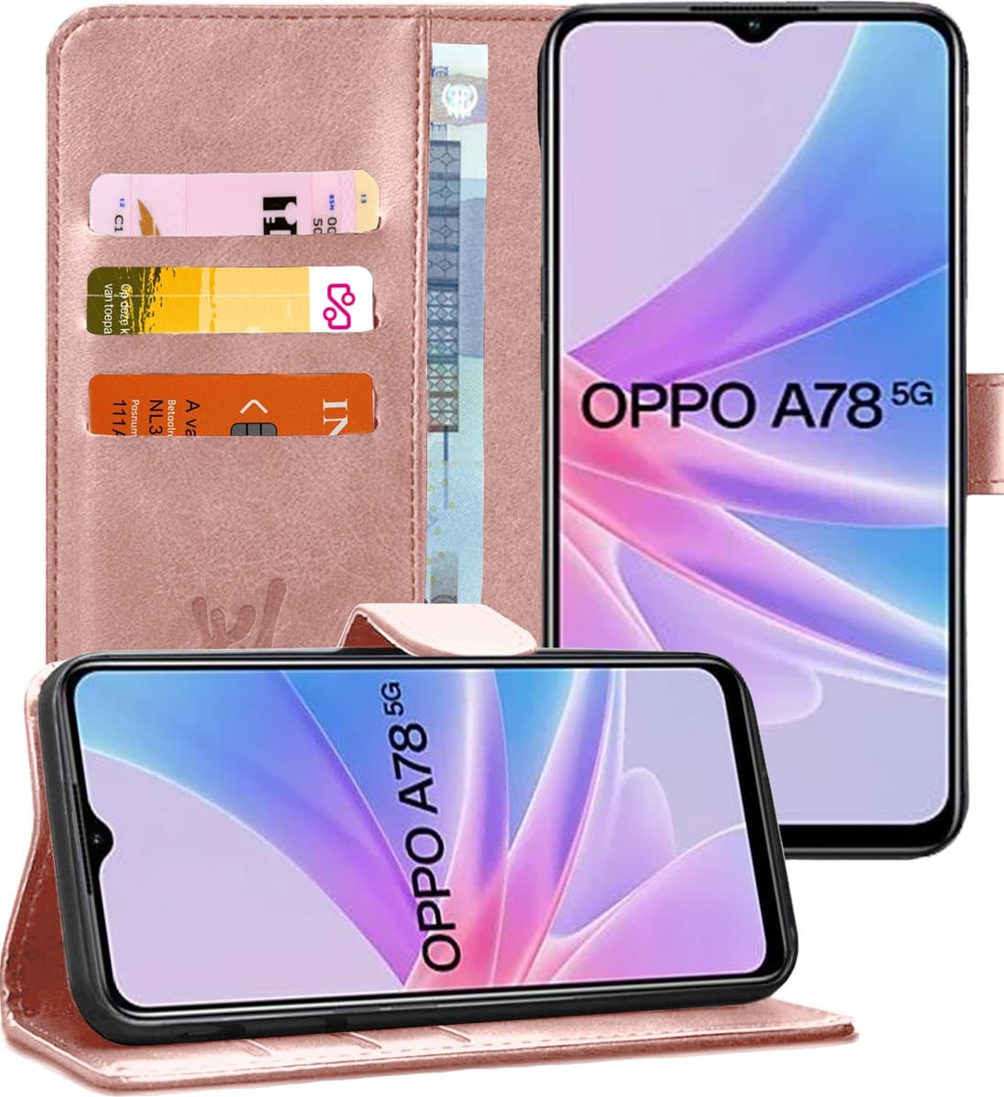 Hoesje geschikt voor Oppo A58 5G / A78 5G - Portemonnee Book Case Rosegoud