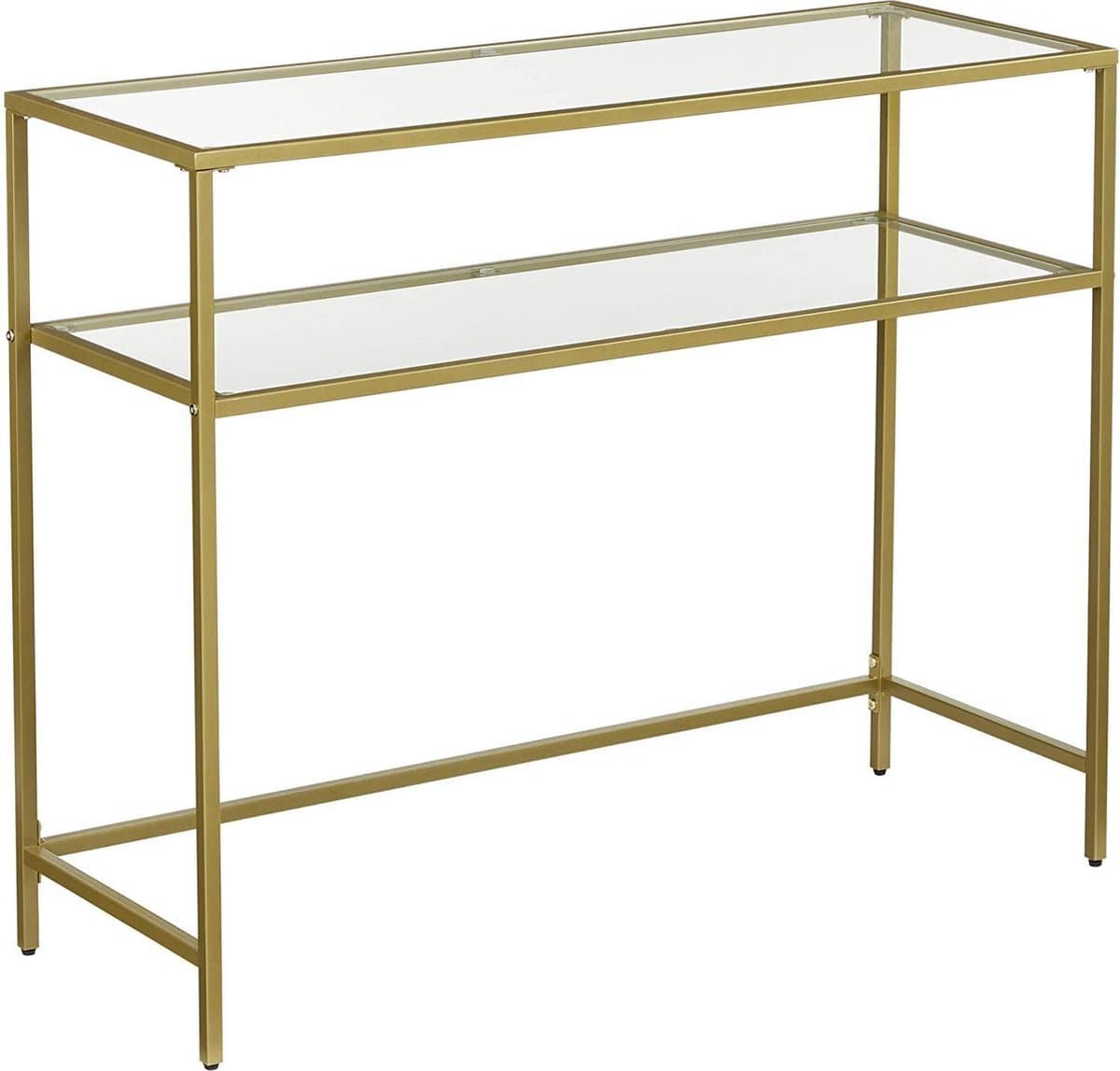Soof&Tess - Dressoir - Tafel met Glas - 100 x 35 x 80 cm - Wandtafel & Consoletafel voor Woonkamer - Gouden Afwerking