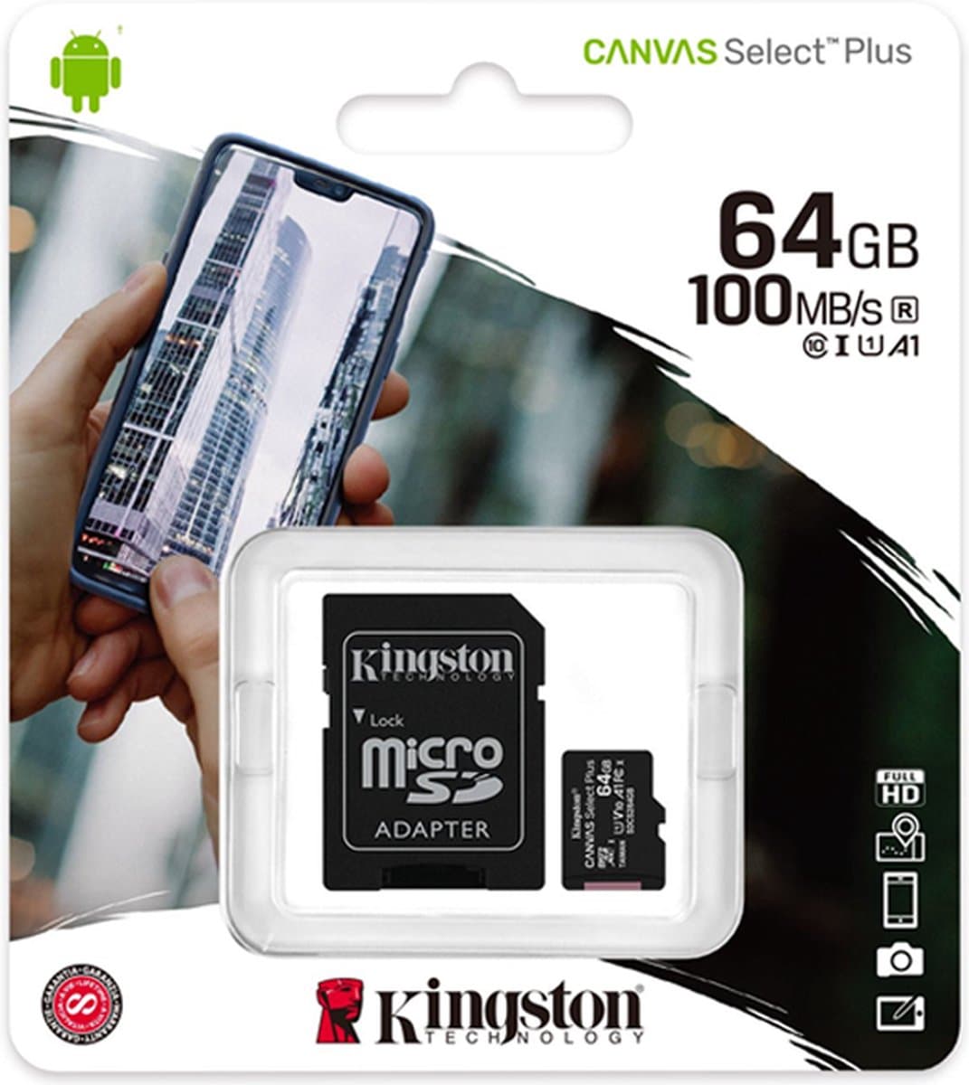 Kingston Canvas Select MicroSDXC Class 10 UHS-I - 64GB - inclusief SD adapter