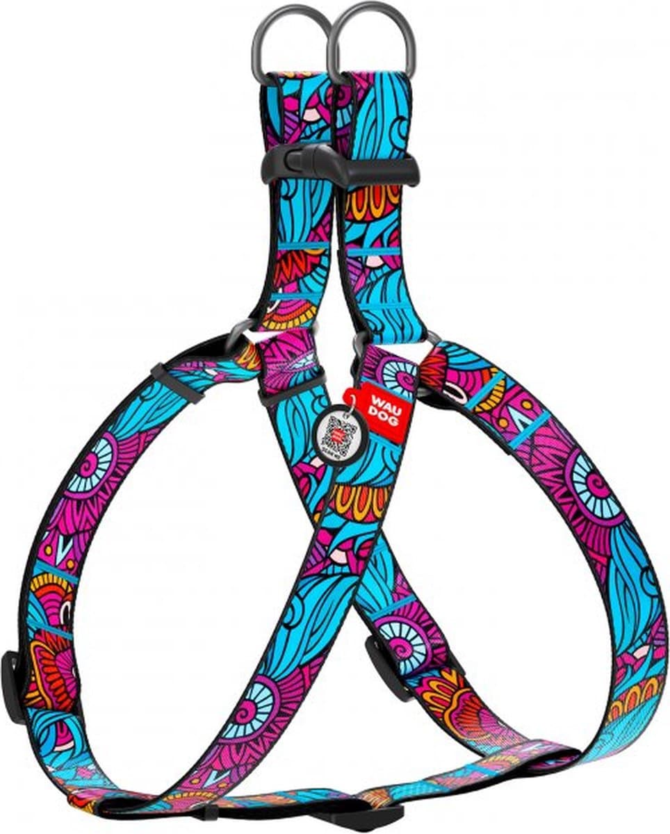 WAUDOG Summer Harnas / Hondentuigje - Nylon - Gratis QR Tag - Breedte: 15 mm - Borstomtrek: 40 - 55 cm (GELIEVE ALVORENS BESTELLEN OPMETEN)