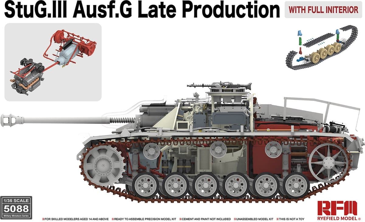 Rye Field Model Modelbouwpakket Militaire voertuigen - 5088 StuG.III Ausf.G Late Production with full interior Plastic - 1:35 - Modelbouw