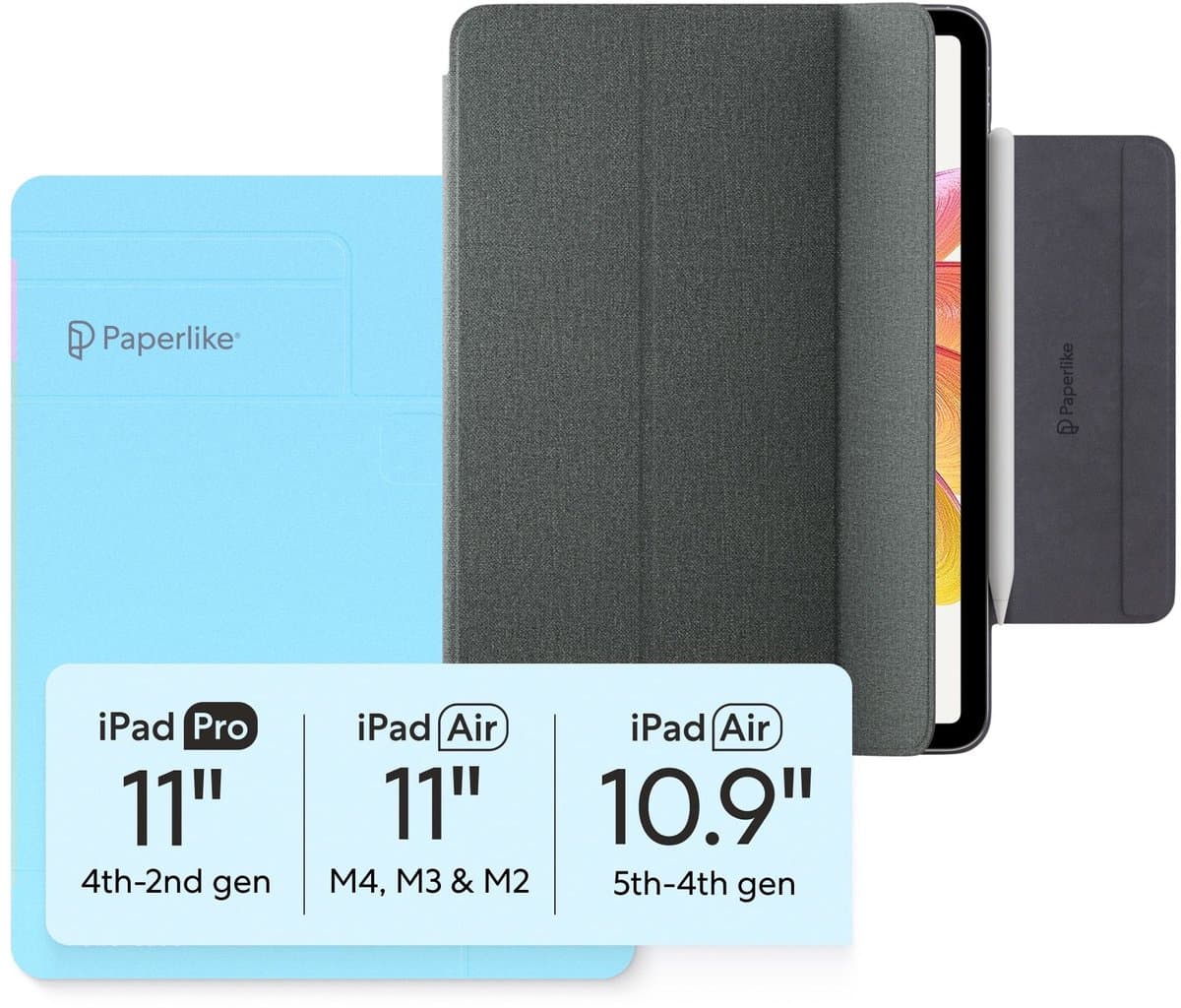 Paperlike® Folio Case voor iPad Air 11 inch (M4 / M3 / M2) & iPad Air (5e / 4e generatie) & iPad Pro 11 inch (4e / 3e / 2e gen.) - lichte, beschermende hoes, voor Pencil