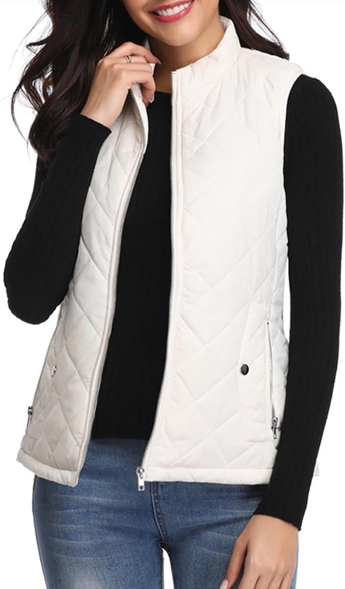 Dames Gewatteerd Bodywarmer met Opstaande Kraag Lichtgewicht Mouwloos Vest