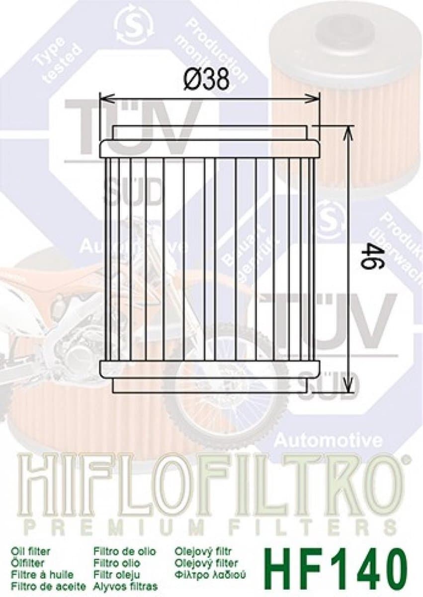 hiflofiltro oliefilter voor motor yamaha 450 yzf 2009 tot 2016 hf140 nieuw