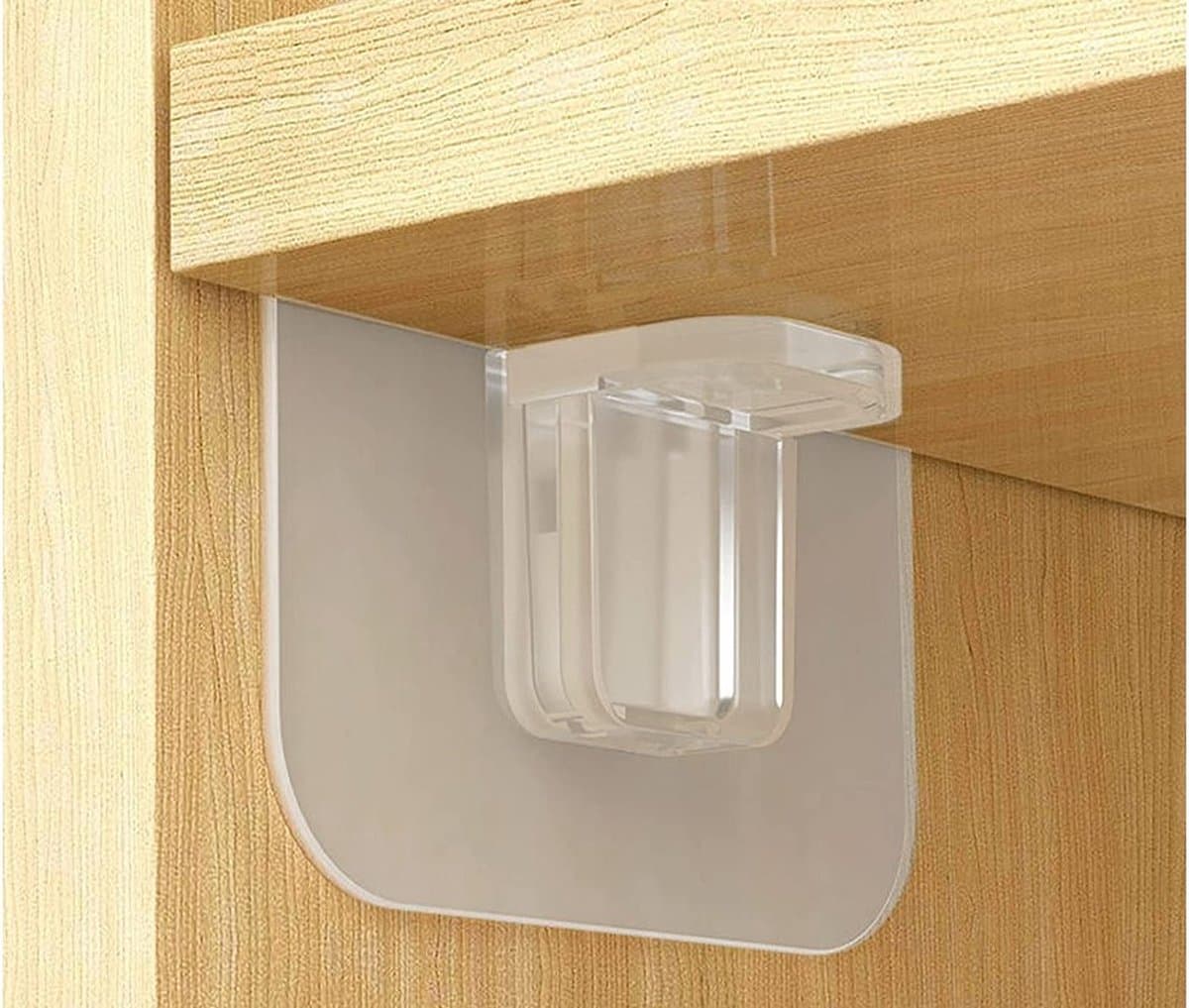 FSW-Products - 4 Stuks - Zelfklevende Kastplankdragers - Transparant - 7x7cm - Zelfklevende haken - Dragers voor planken - Kunststof - Plankdrager - Legplankdrager - Schap drager