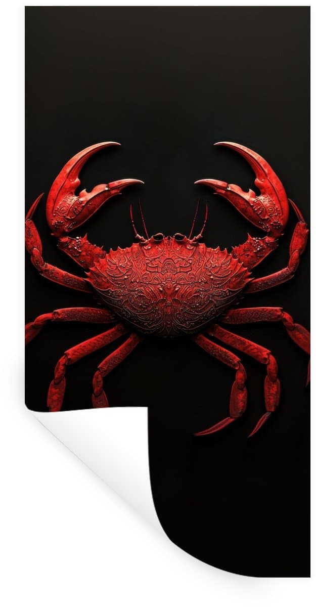 Muurstickers - Sticker Folie - Krab - Rood - Vissen - Schaaldieren - 80x160 cm - Plakfolie - Muurstickers Kinderkamer - Zelfklevend Behang - Zelfklevend behangpapier - Stickerfolie