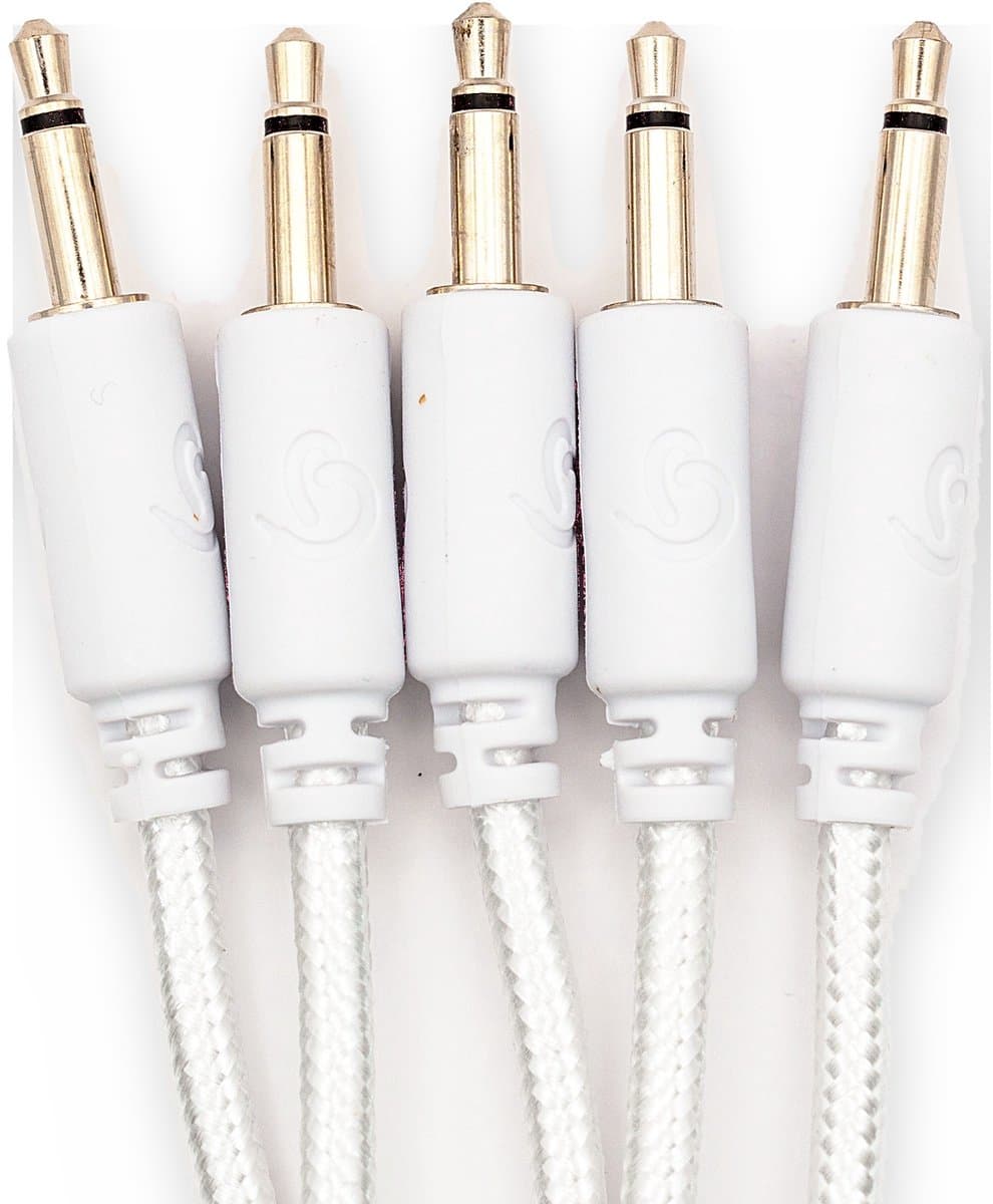Bowl Modular Gevlochten Patchkabels 15 cm – Wit – 15 Stuks – Eurorack / Modular Synthesizer – 3,5 mm Mono Jack