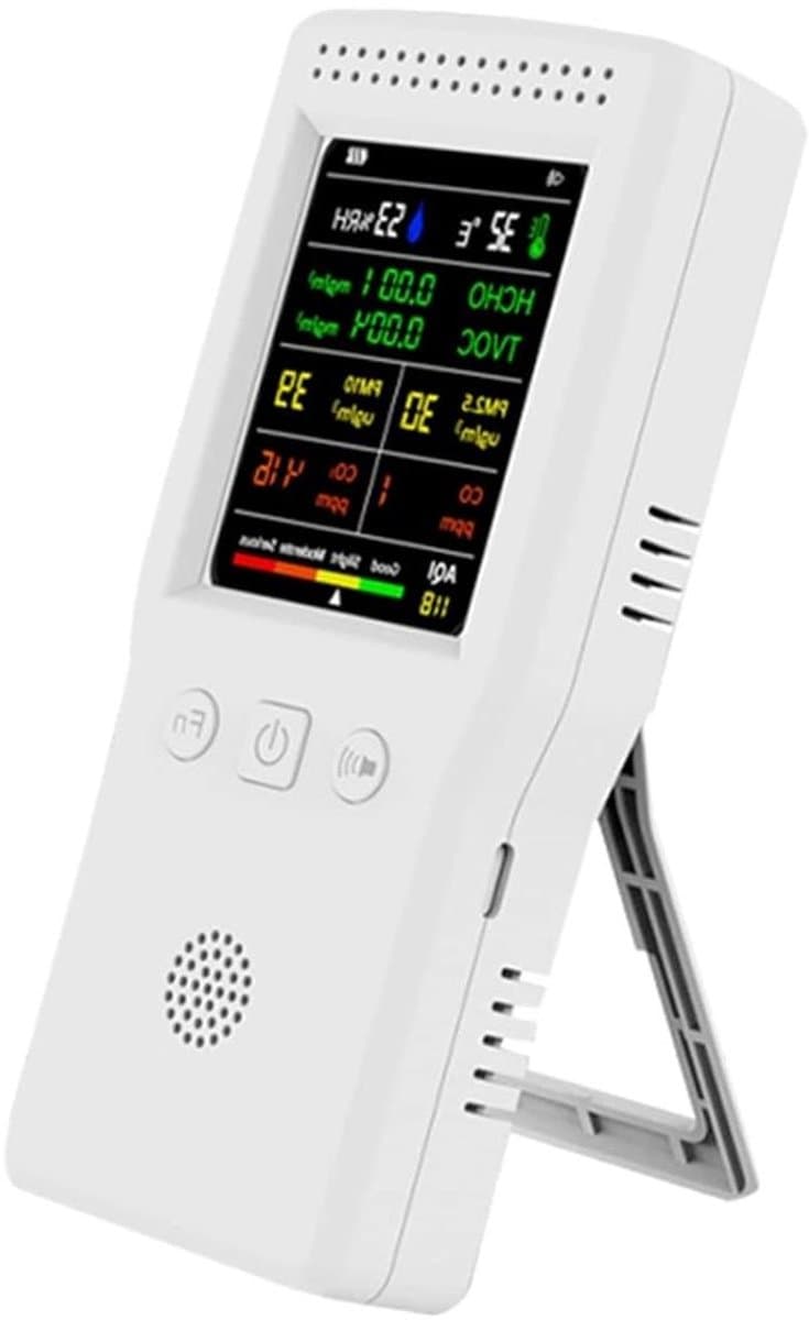 Luchtkwaliteitsmonitor - Luchtkwaliteit Detector - Binnenklimaat Meten - 9 In 1 Metingen - 157 mm - Wit