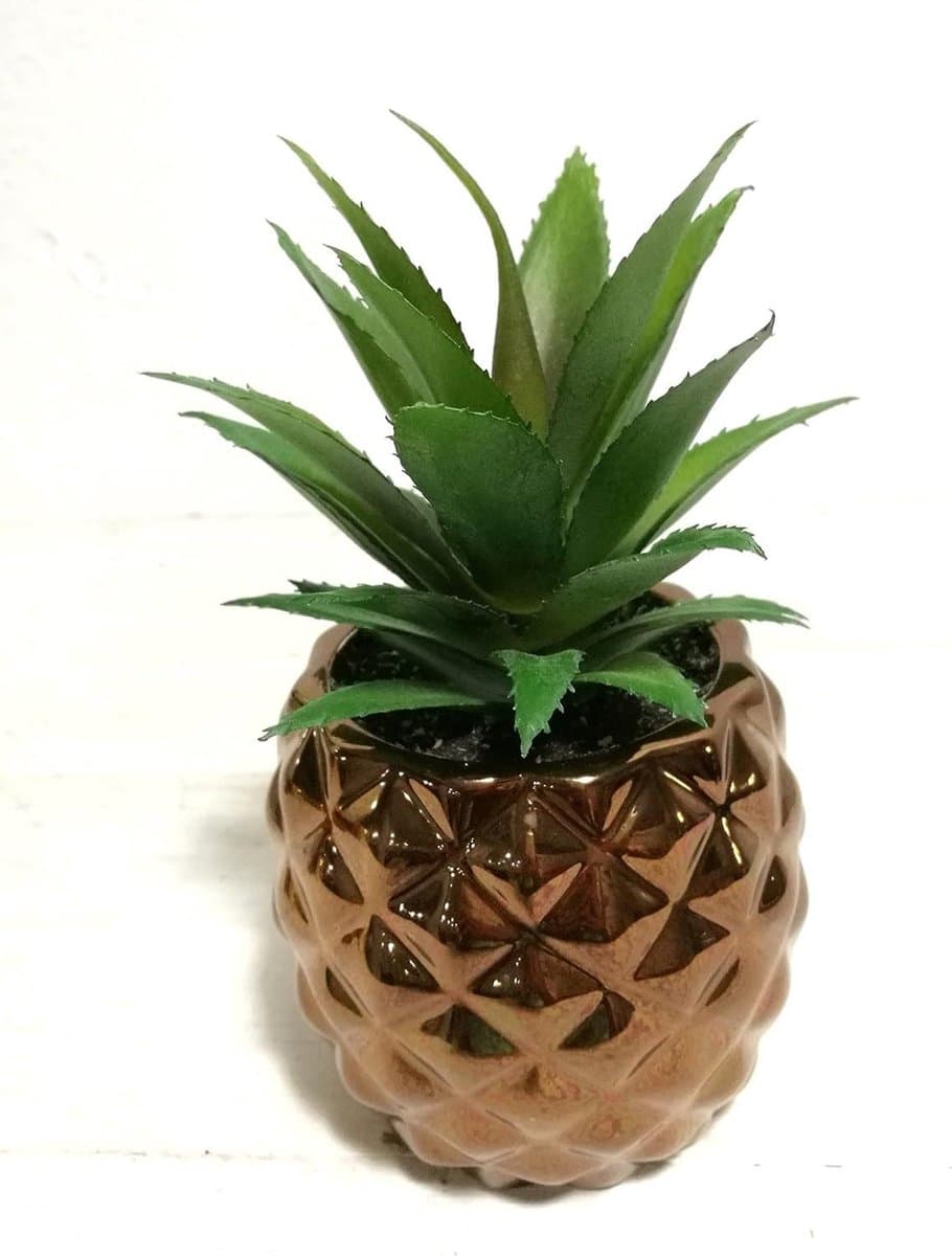 Kunstplant Pot - Nep Plant - Woonkamer Decoratie - Ananas Vorm - 20 cm Hoog - Koper