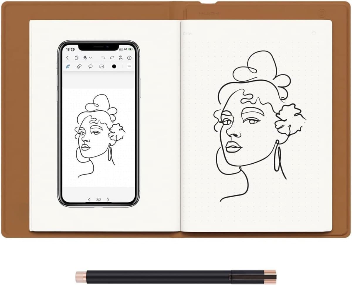 QUOVO® Digitaal Notitieblok - Digitaal Notitieblok Remarkable - Writing Tablet met Bluetooth - LED Scherm - Bruin- 25cm x 18cm x 2cm