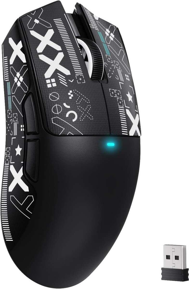 ATTACK SHARK X11SE Wireless Gaming Mouse, 63g Super Light With PixArt PAW3311 Sensor, 22000DPI, Tri-Mode BT/2.4Ghz/Wired, 1000Hz, 300mAh Battery, Dual Driver, for PC/Xbox/PS/Mac (Black with Tape)