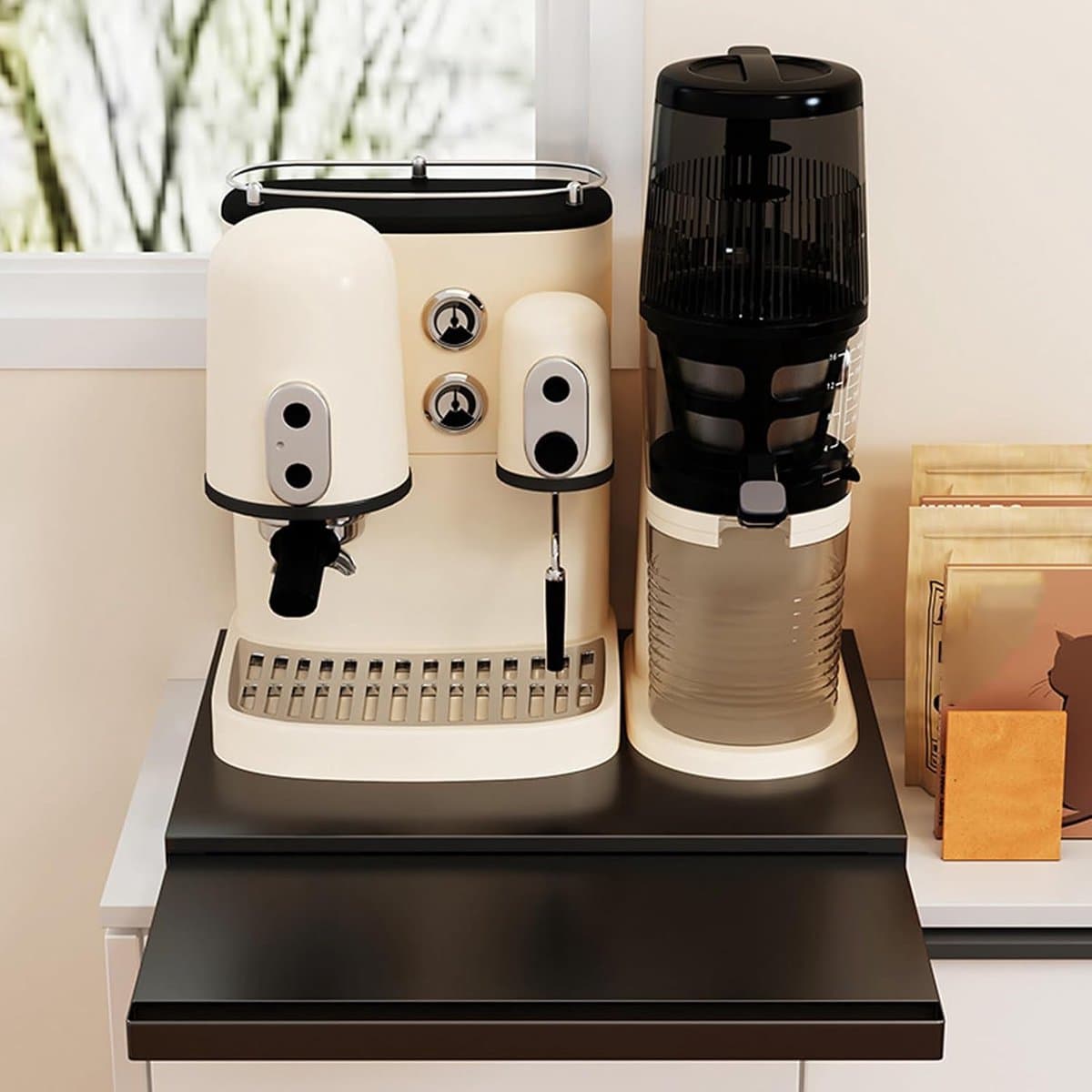 Koffiezetapparaat Lade - Uitschuifbare Plank - Keuken Organisatie - Soepel Uittrekmechanisme - 36x47cm Platform - Zwart