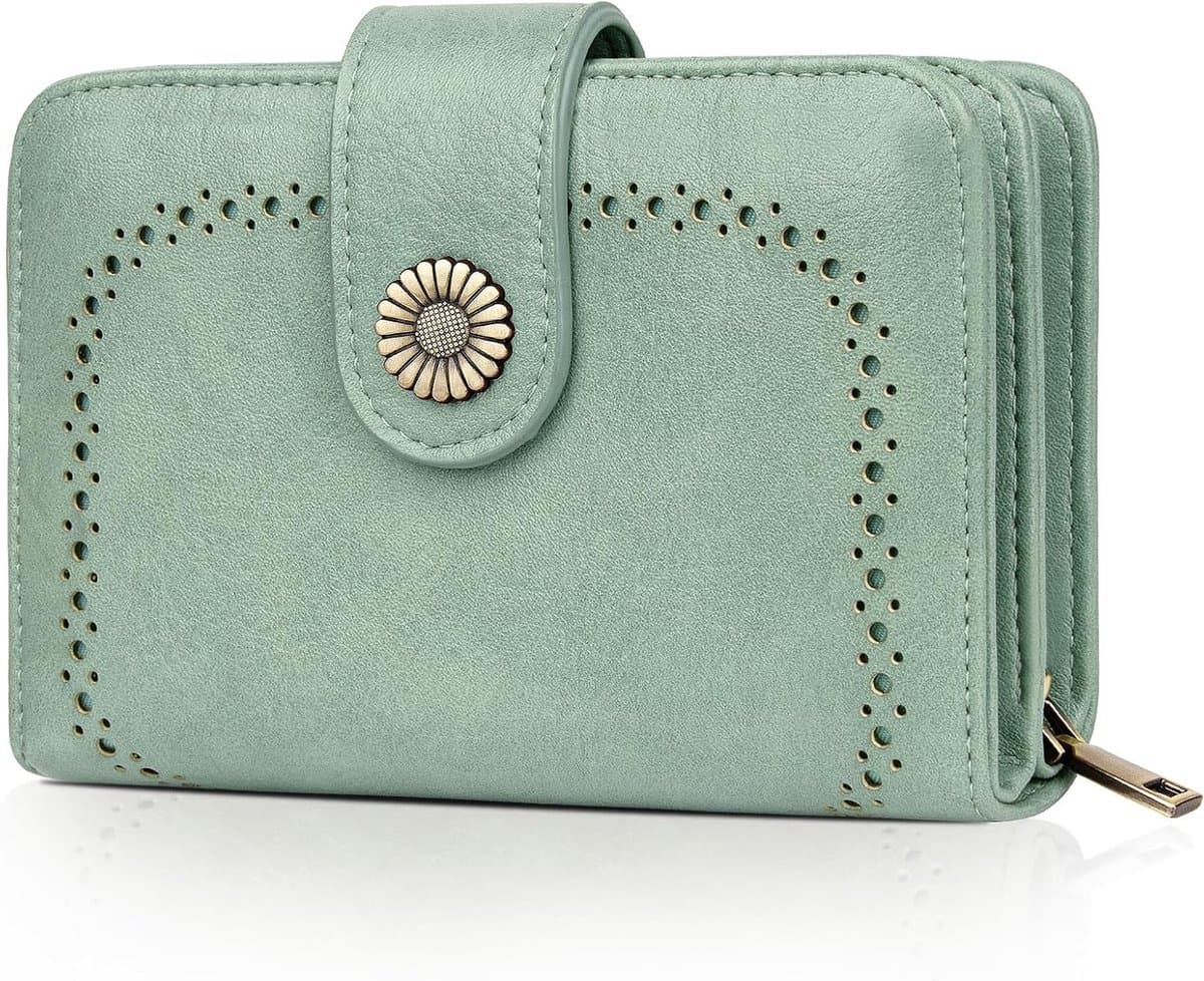 Dames Leren Vintage Portemonnee met Rits en Grote Capaciteit - RFID Bescherming, Multi-Card Design, Perfect Cadeau voor Vrouwen