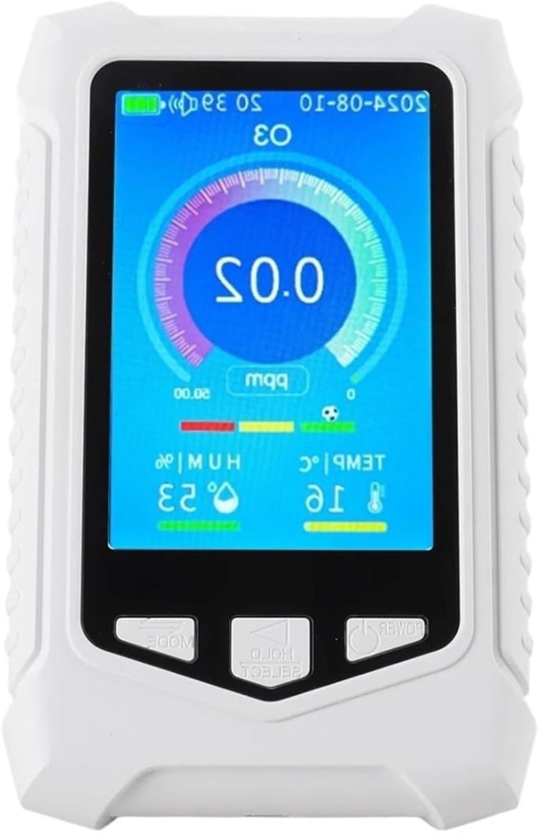 Luchtkwaliteitsmeter - Luchtvervuilingsmonitor - Binnenlucht Meten - Draagbare Detector - 500 Gram - Zwart