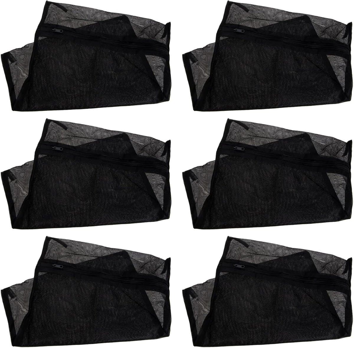 Waszakken met Rits - Fijne Mesh Netten - Kleding Beschermen - Extra Stevig Mesh - 6 Stuks - Zwart