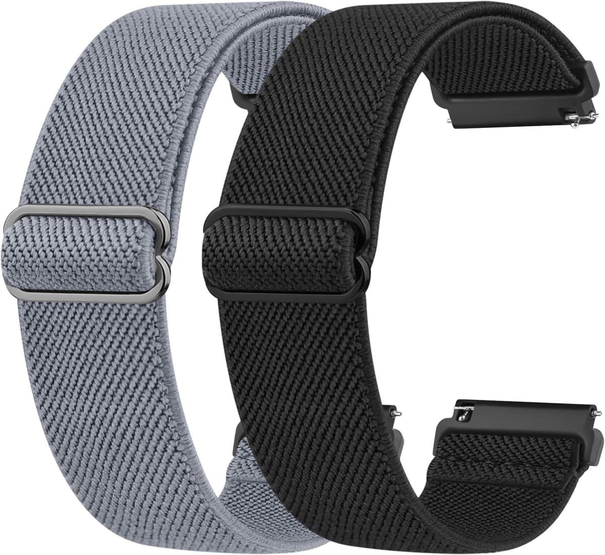 2-Pack 20mm Zachte Elastische Nylon Vervangband voor Garmin Vivoactive 5/3 en Forerunner 55/245/645 - Comfortabele Sportarmband voor Dames en Heren