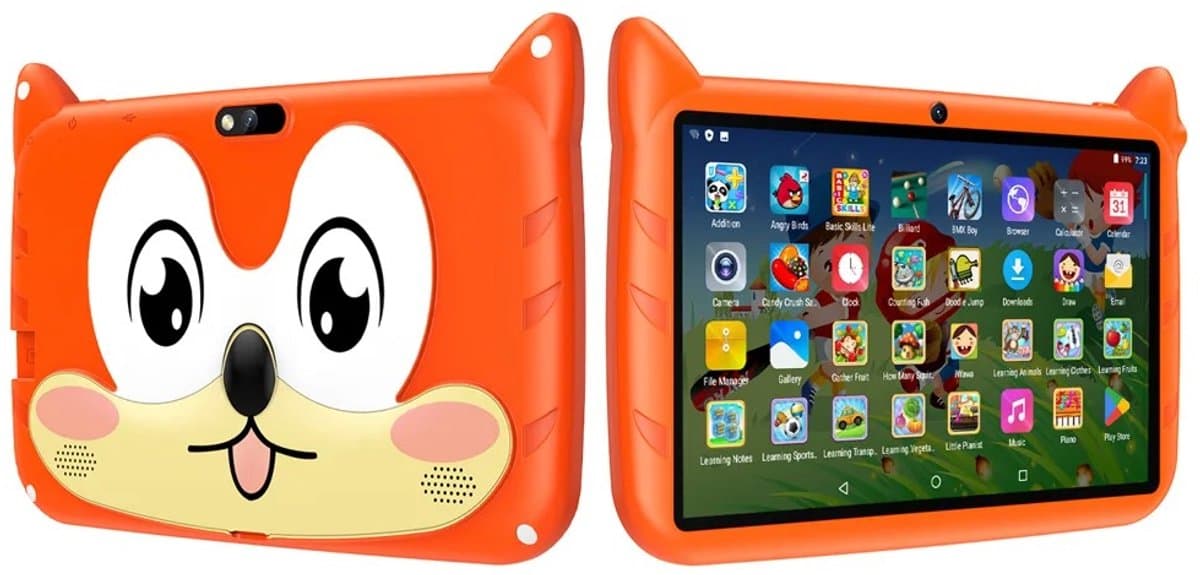 BDF Kindertablet 7 Inch , Dubbele Camera, Android en 64GB Opslag voor Kinderen Oranje kleur