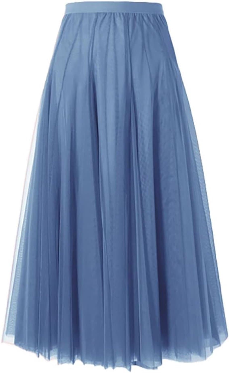 Lange maxi-tule rok voor dames, A-lijn, midi-rok, onderrok, gelaagde rok, plooirok, dames, tule rok met hoge taille, podiumjurk, mesh, tutu, rok voor bruiloft en feest
