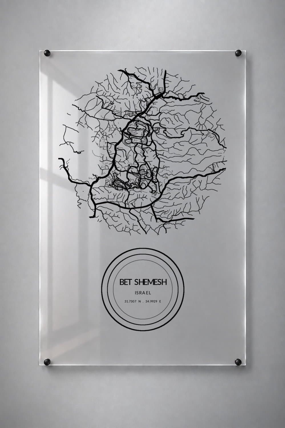 Stadskaart Bet Shemesh - Plexiglas 60x90 cm - Badge Seal