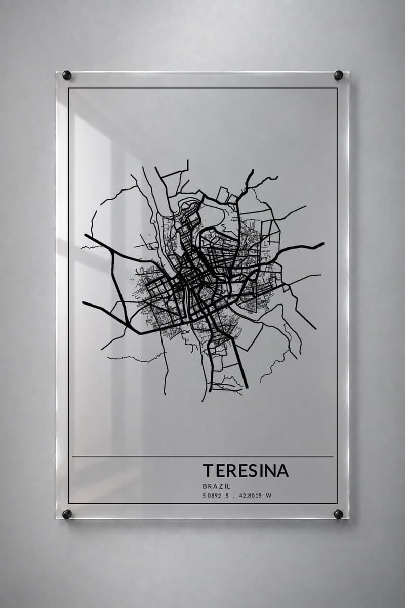 Stadskaart Teresina - Plexiglas 20x30 cm - Framed Border