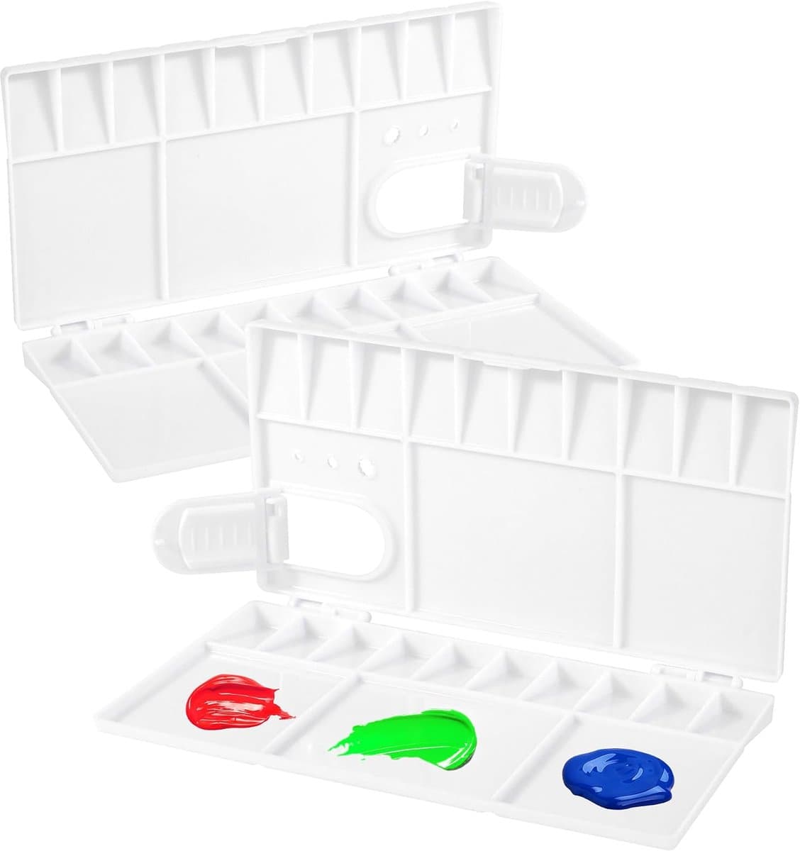 2 stuks kleurenpalet, aquarelpalet met 25 putten, kleurenpalet, opvouwbare kleurentabletten met duimgat voor aquarelgouache-schilderen