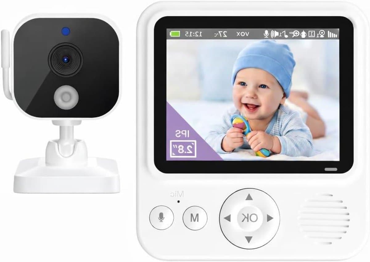Babyfoon met camera - Video babyfoon - Kindbewaking thuis - Geen wifi nodig - 2.8 inch scherm - Wit