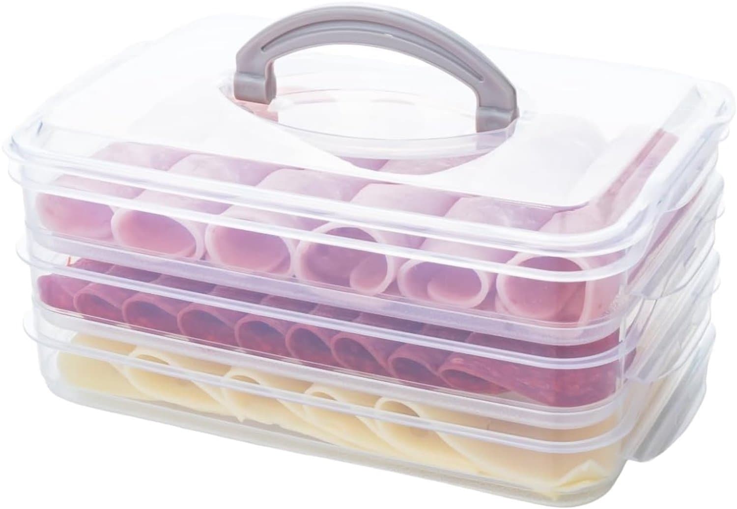 Vleeswarendoos - Transparant - 3-vaks - BPA-vrij Kunststof - Voor Koelkast en Lunch