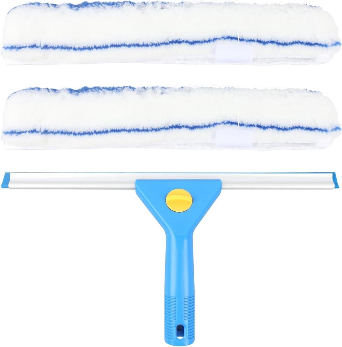 35 cm Ruitenwisser met Siliconen Blade en Microvezel Borstel, Schoonmaakset voor Ramen, Spiegels en Auto met Ergonomische Handgreep