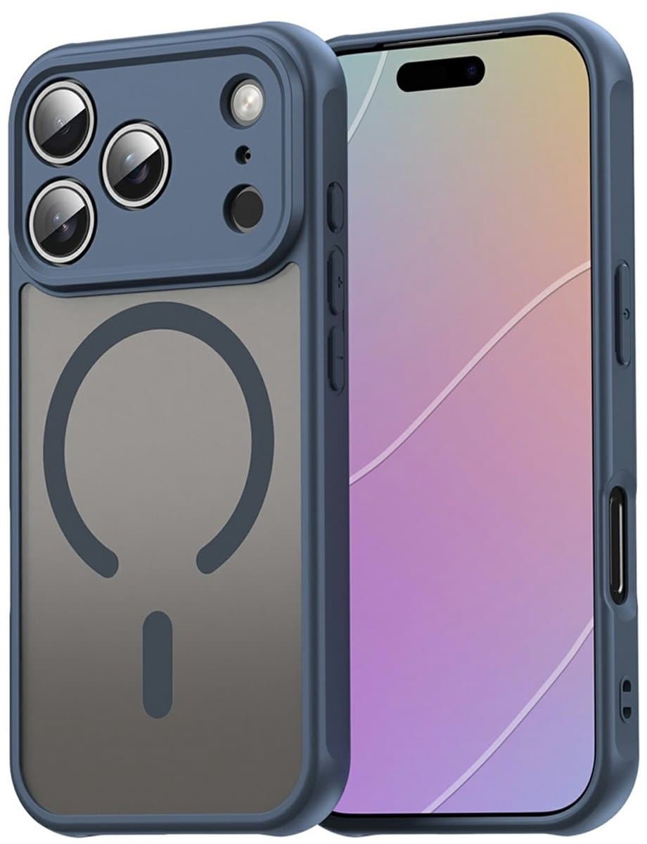 Coverup Hoesje - Geschikt voor iPhone 18 Pro Max Hoesje - Coverup Mat Transparante Back Cover met Camera Cover - MagSafe Compatible - Blauw