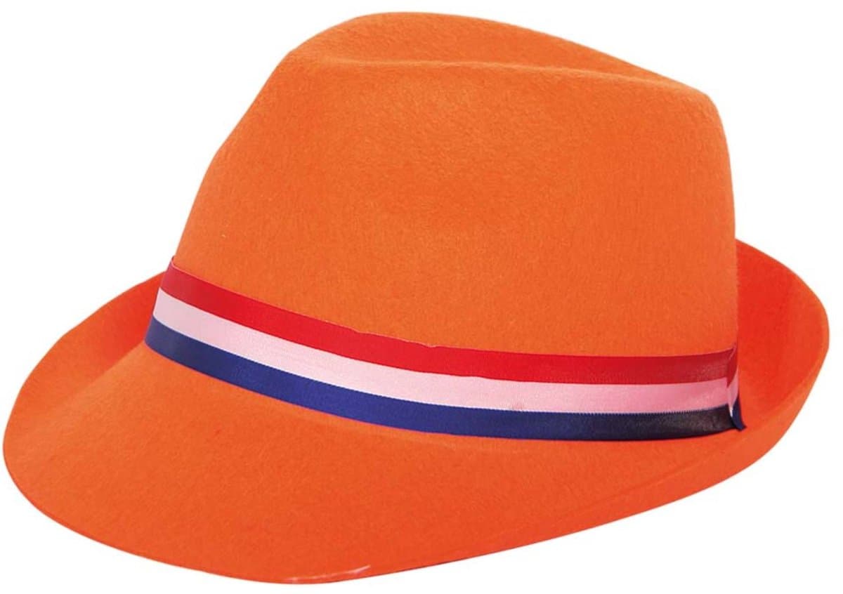 Folat - Oranje Trilby Hoed met rood-wit-blauwe band - WK voetbal 2026 - WK voetbal versiering - WK voetbal outfit - Nederland WK