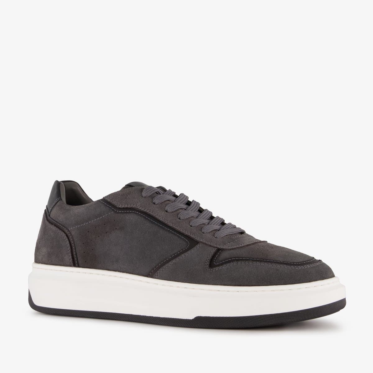 Van Beers suède heren sneakers grijs - Maat 43 - Echt leer - Uitneembare zool