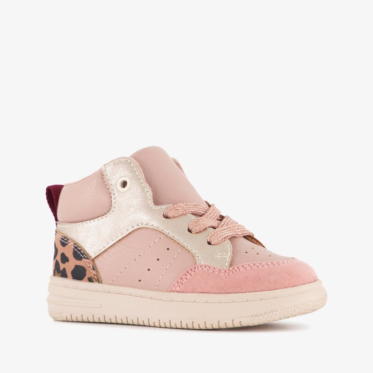 Blue Box hoge meisjes sneakers met luipaardprint roze - Maat 26 - Uitneembare zool