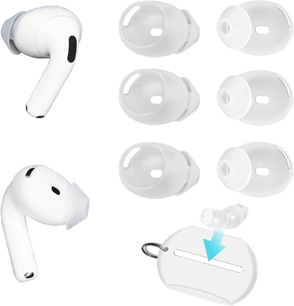 Allecto Plus - Ultradunne transparante siliconen oordopjes 4-pack voor AirPods - Antislip design.