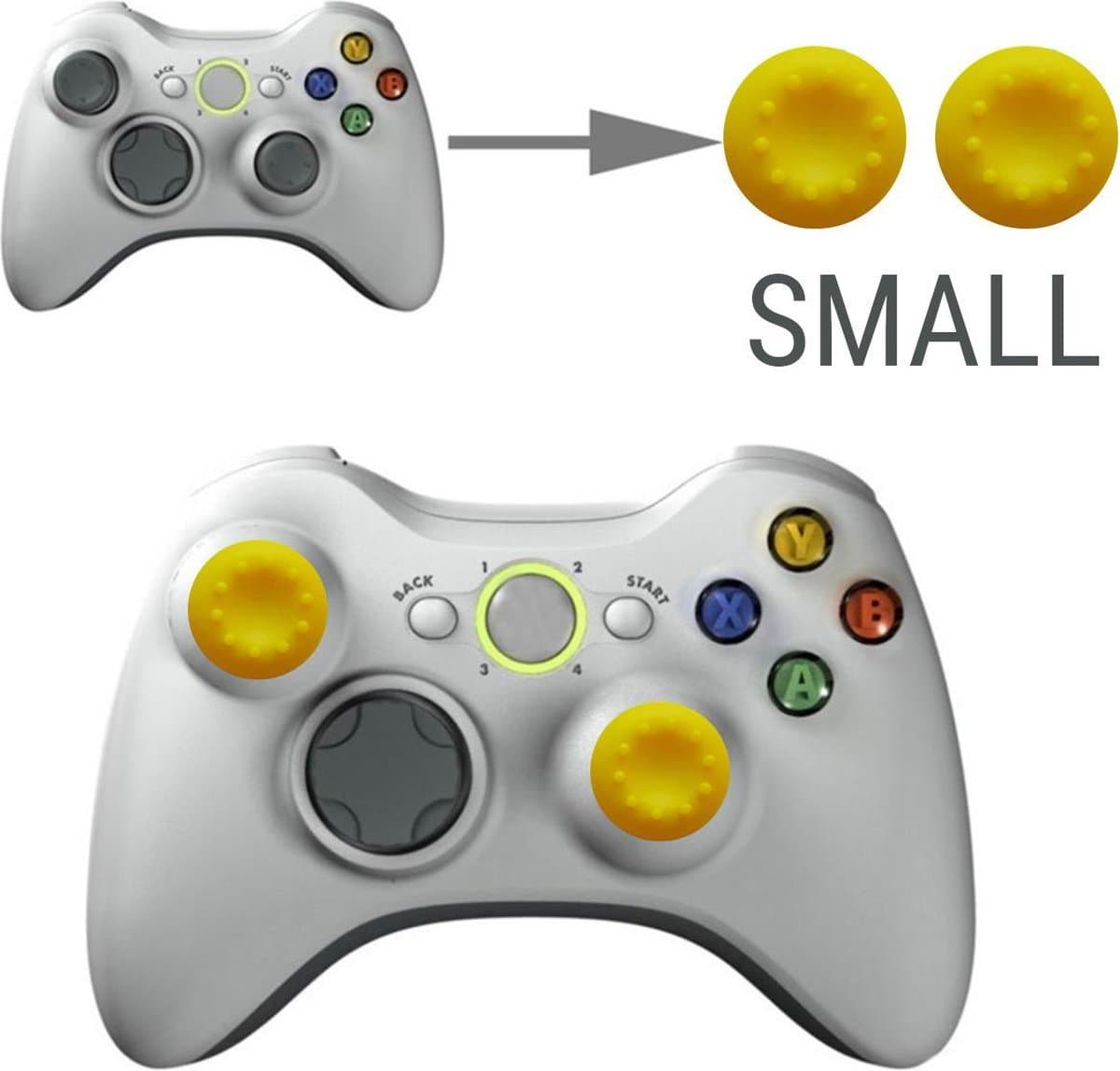 Thumb grips - Controller Thumbgrips - Joystick Cap - Thumbsticks - Thumb Grip Cap geschikt voor Switch, Switch Pro, PS4 en Xbox - 2 stuks Klein 10 dots extra grip Geel