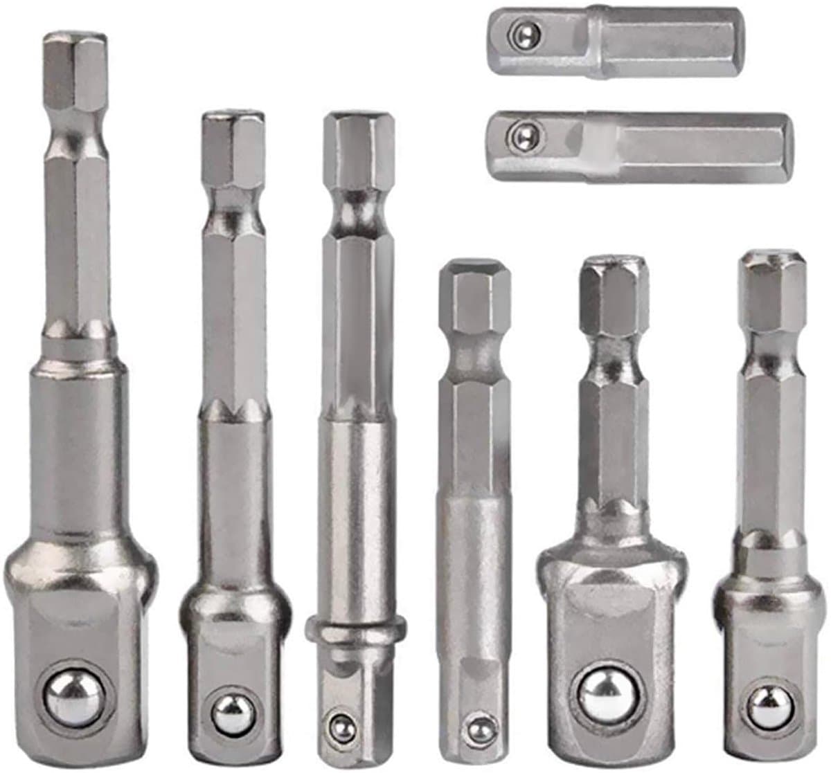 Dailygoods- Steeksleuteladapter 8-delige set - 1/4"/3/8"/1/2" Dopsleutel - Accuschroevendraaier - Bithouder - Chroom-vanadiumstaal - Dopsleutelset