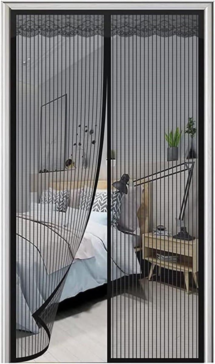 Magnetisch Muskietennet - Insectenhor Deur - Buiten Zitten - Automatische Sluiting - 170 x 185 cm - Zwart