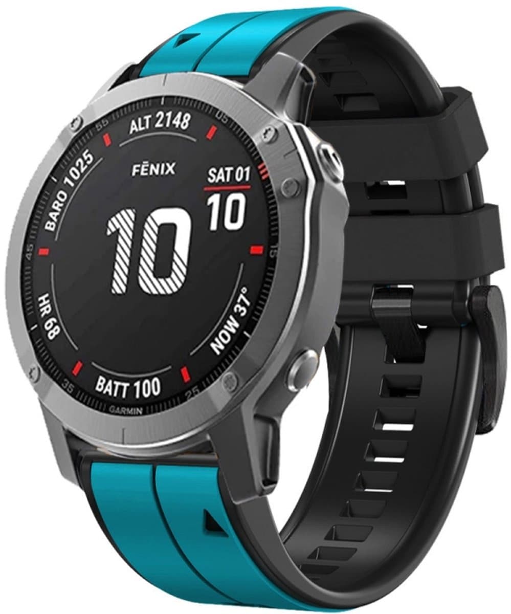 Voor Garmin Approach S62 22mm siliconen sport tweekleurige horlogeband (hemelsblauw + zwart)