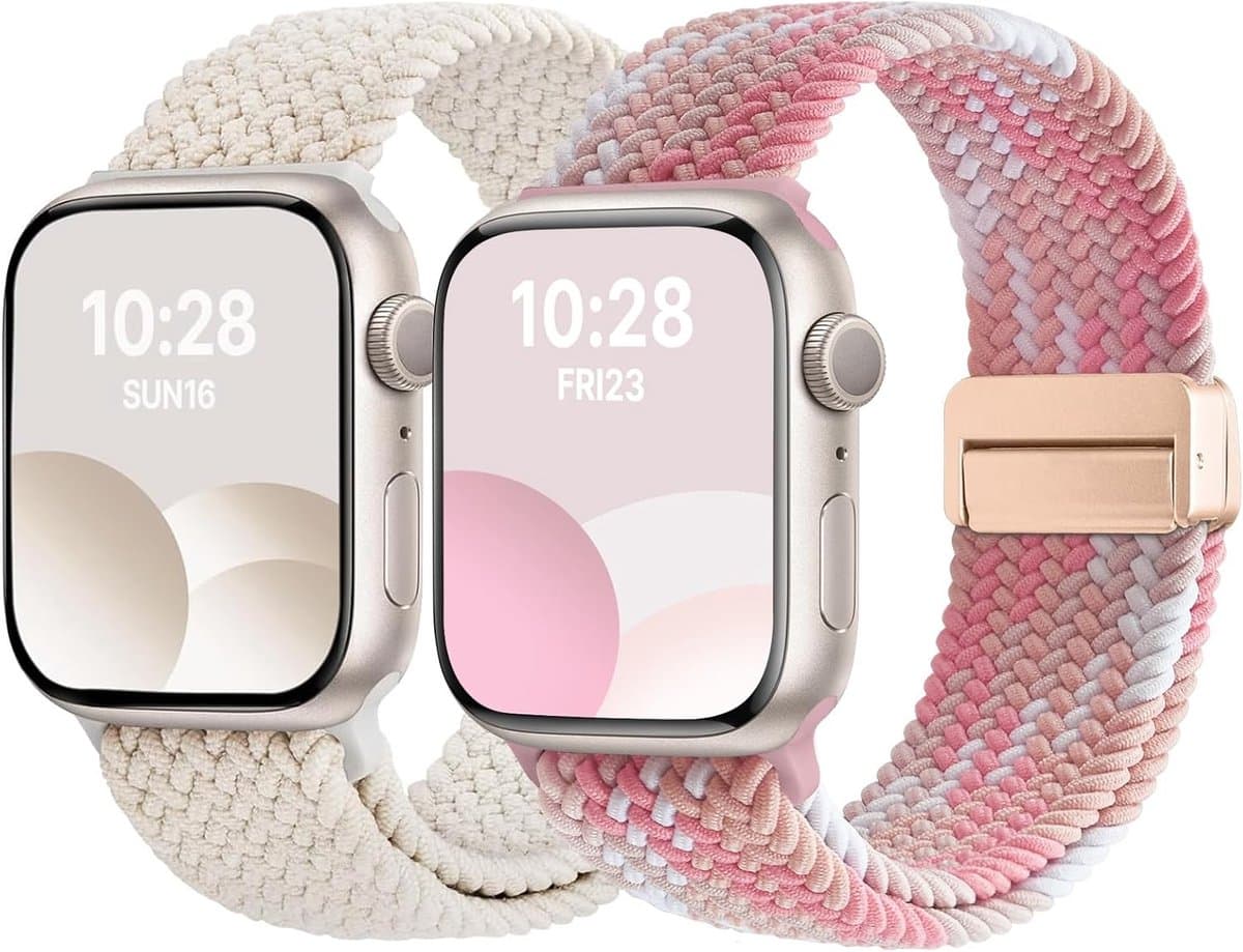 Geweven Nylon Horlogeband voor Apple Watch 38 mm tot 46 mm, Geschikt voor Series 11, 10, 9, 8, 7, 6, 5, 4 en SE, Met Magnetische Sluiting en Comfortabele Pasvorm