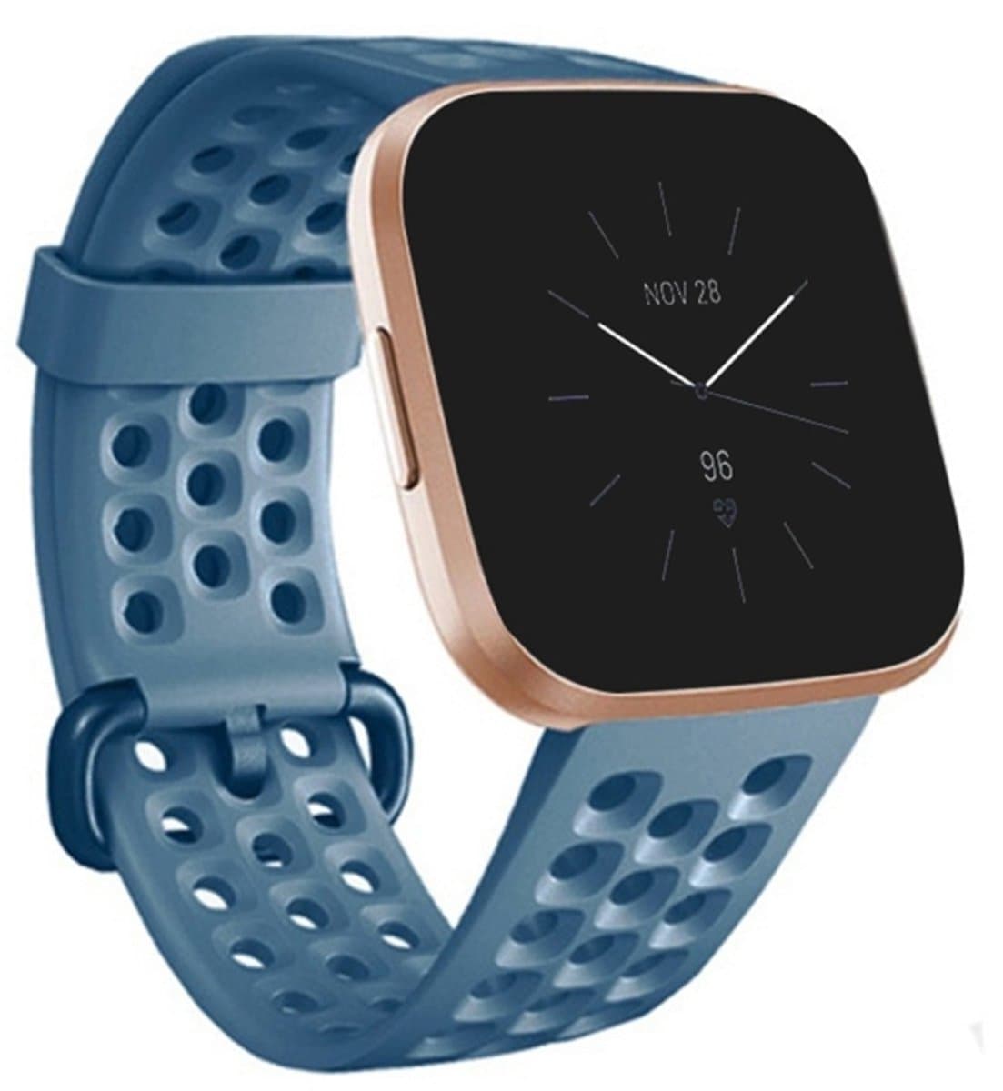 Voor Fitbit Versa 2 ademende siliconen horlogeband, maat: klein (cyaan)