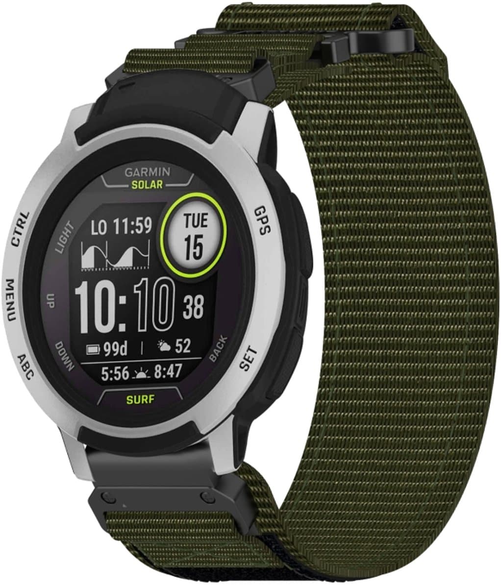 Voor Garmin Instinct 22 mm nylon klittenbandsluiting horlogeband (legergroen)