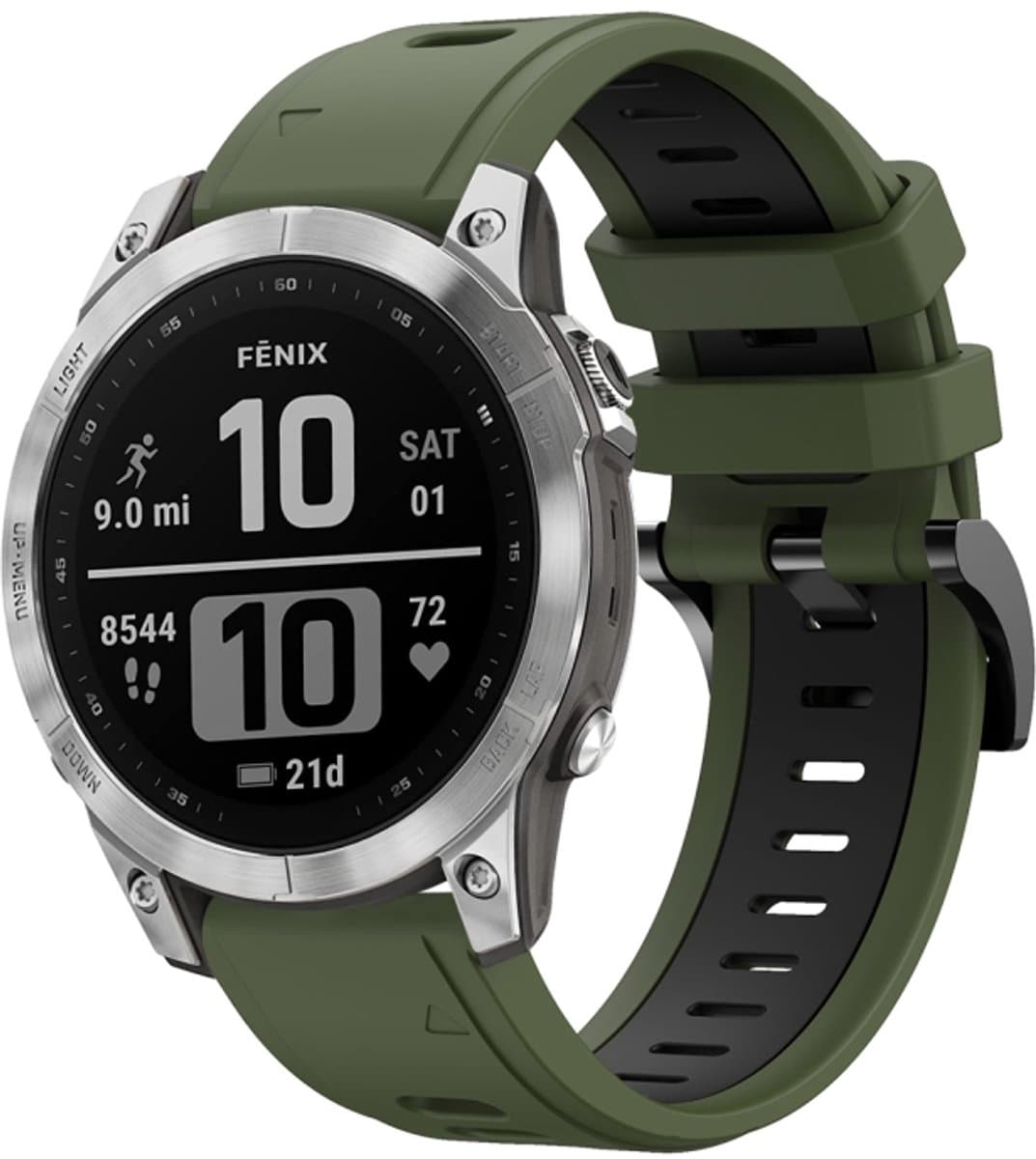 For Garmin Fenix 7 22mm Two-Color Sports Silicone Watch Band(Army Green + Black)