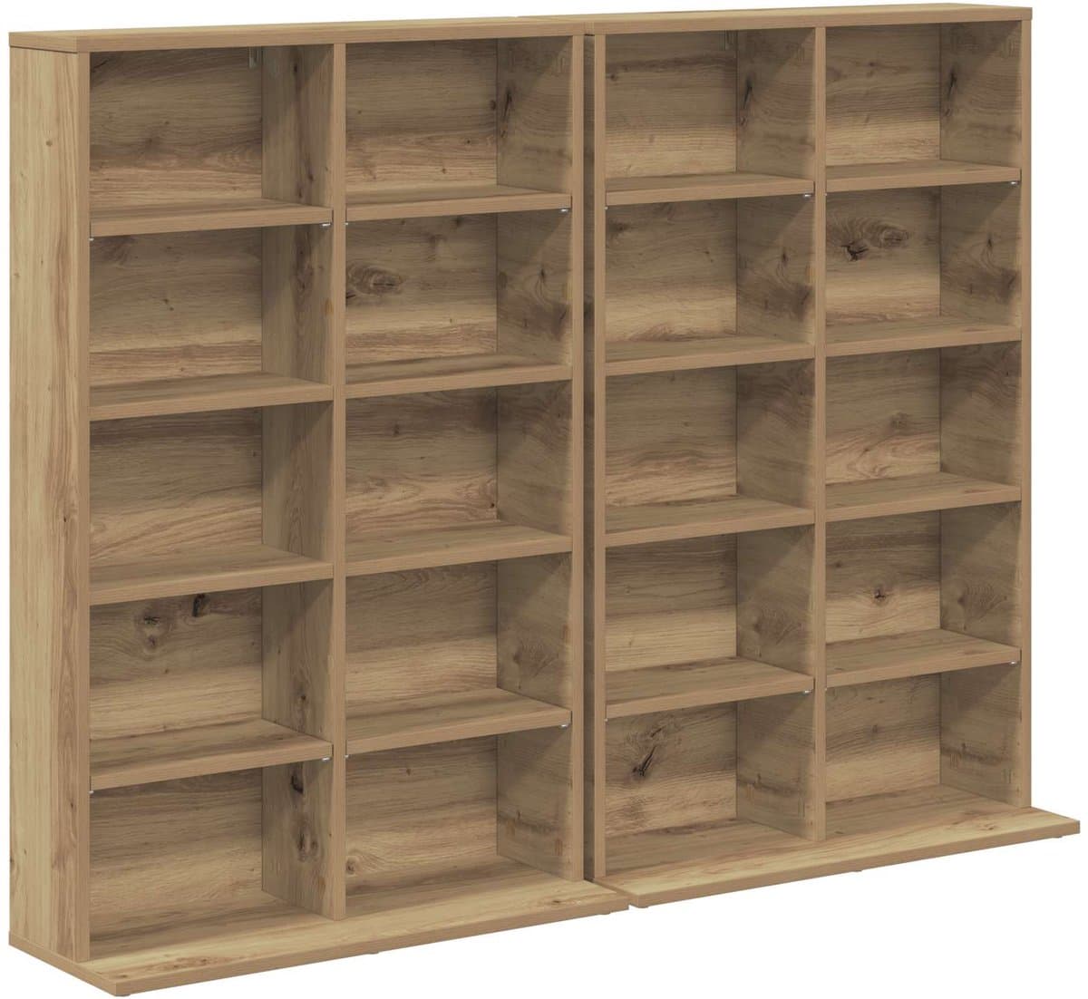 vidaXL - CD - Kast - 2 - st - Artisanaal - eiken - 65 - x - 23,5 - x - 97,5 - cm - Bewerkt - hout