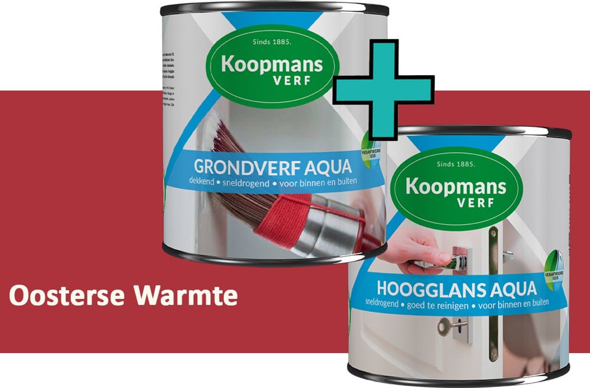 Koopmans Grondverf Aqua en Hoogglans Aqua Verfset - Binnen en Buiten - Oosterse Warmte - 2x 2,5 l