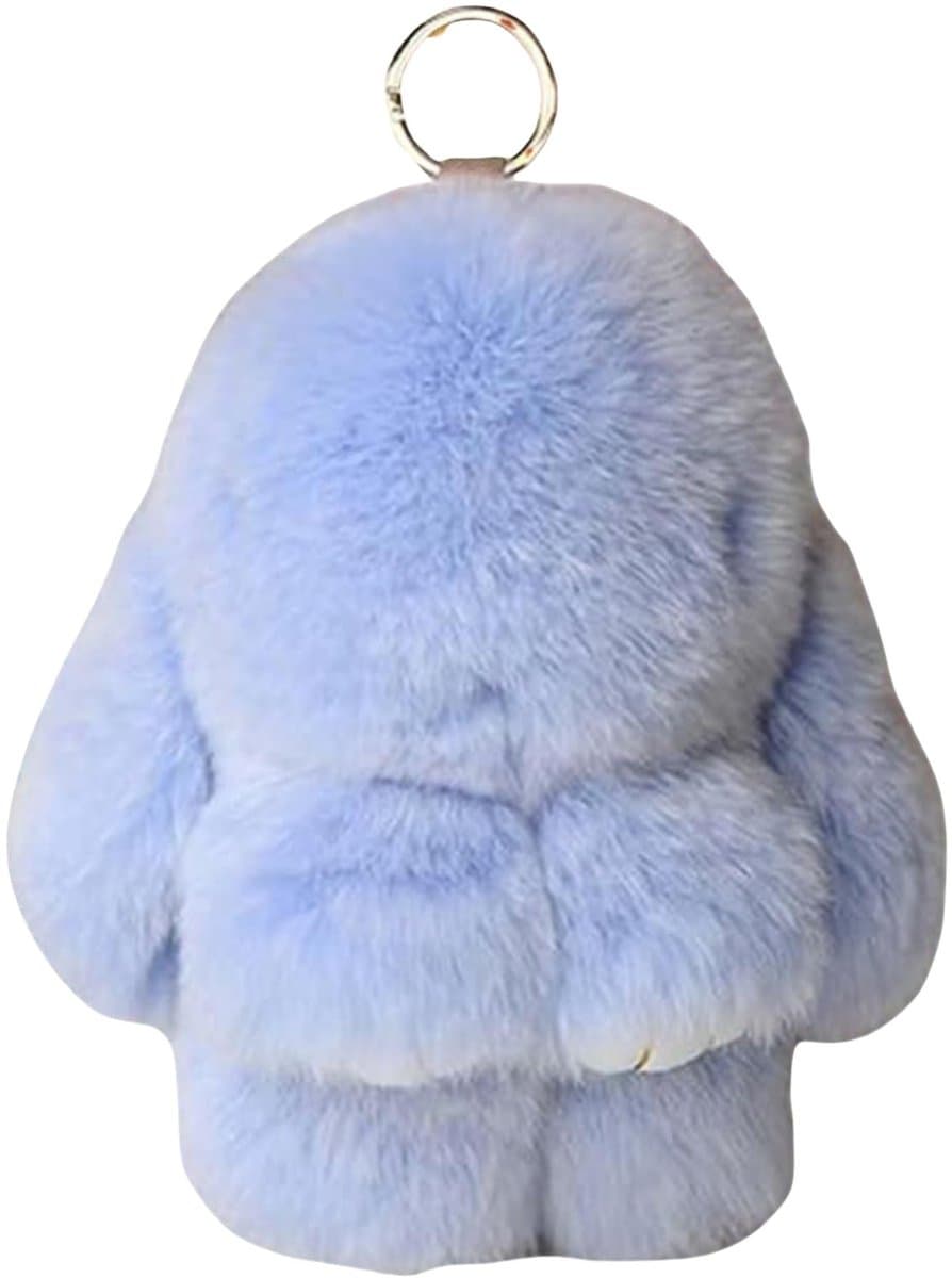 Dailygoods- Sleutelhanger Pluche Konijntje - Schattige Sleutelhanger - Sleutelhanger met Tin - Fluffy Sleutelhanger - Decoratie - Cadeau Sleutelhanger
