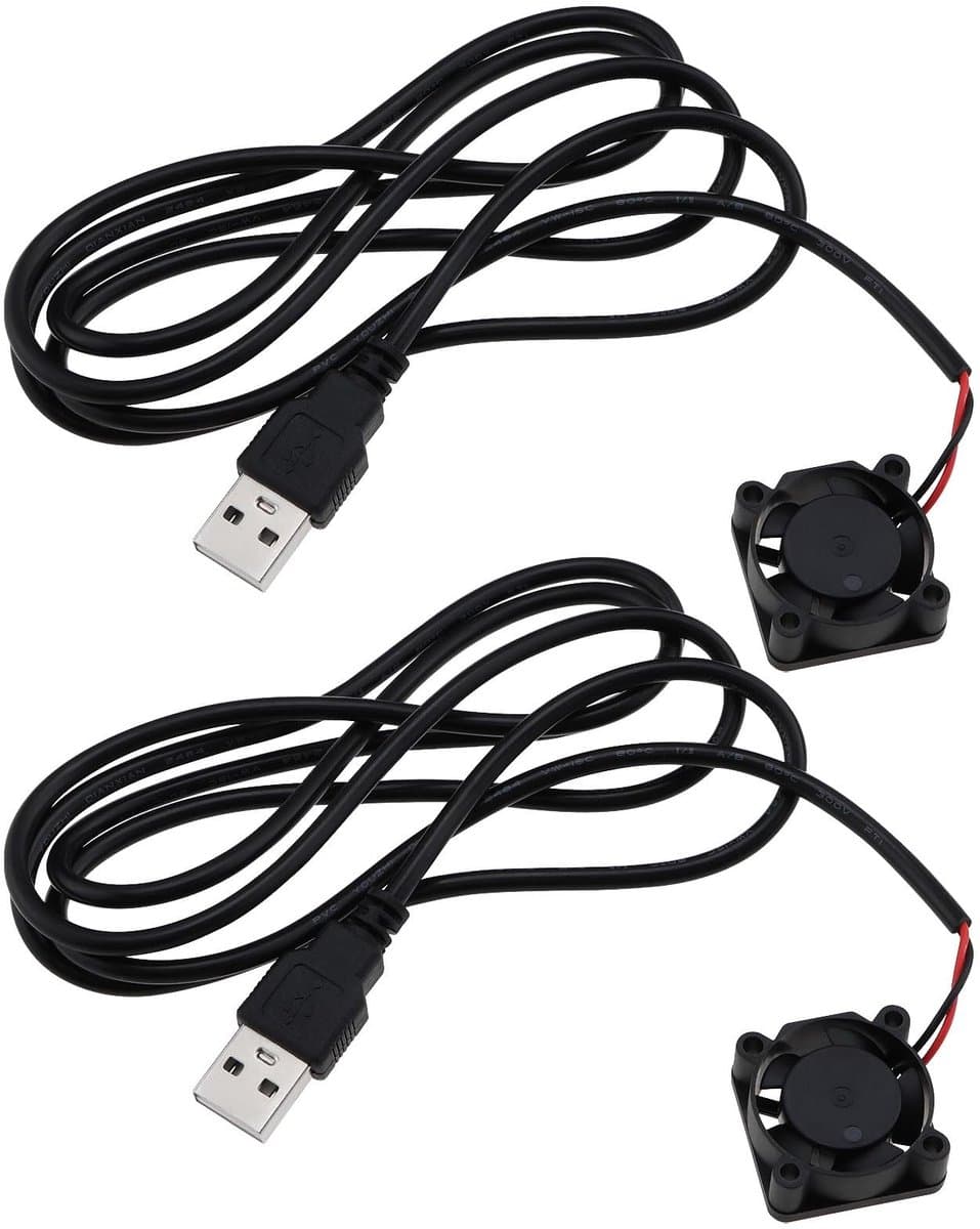 Dailygoods - USB Koelventilator - 2 stks - Hydraulisch lager - Zwart - Turbo Koelventilator - Voor Laptop en 3D Printer - 25x25x10mm