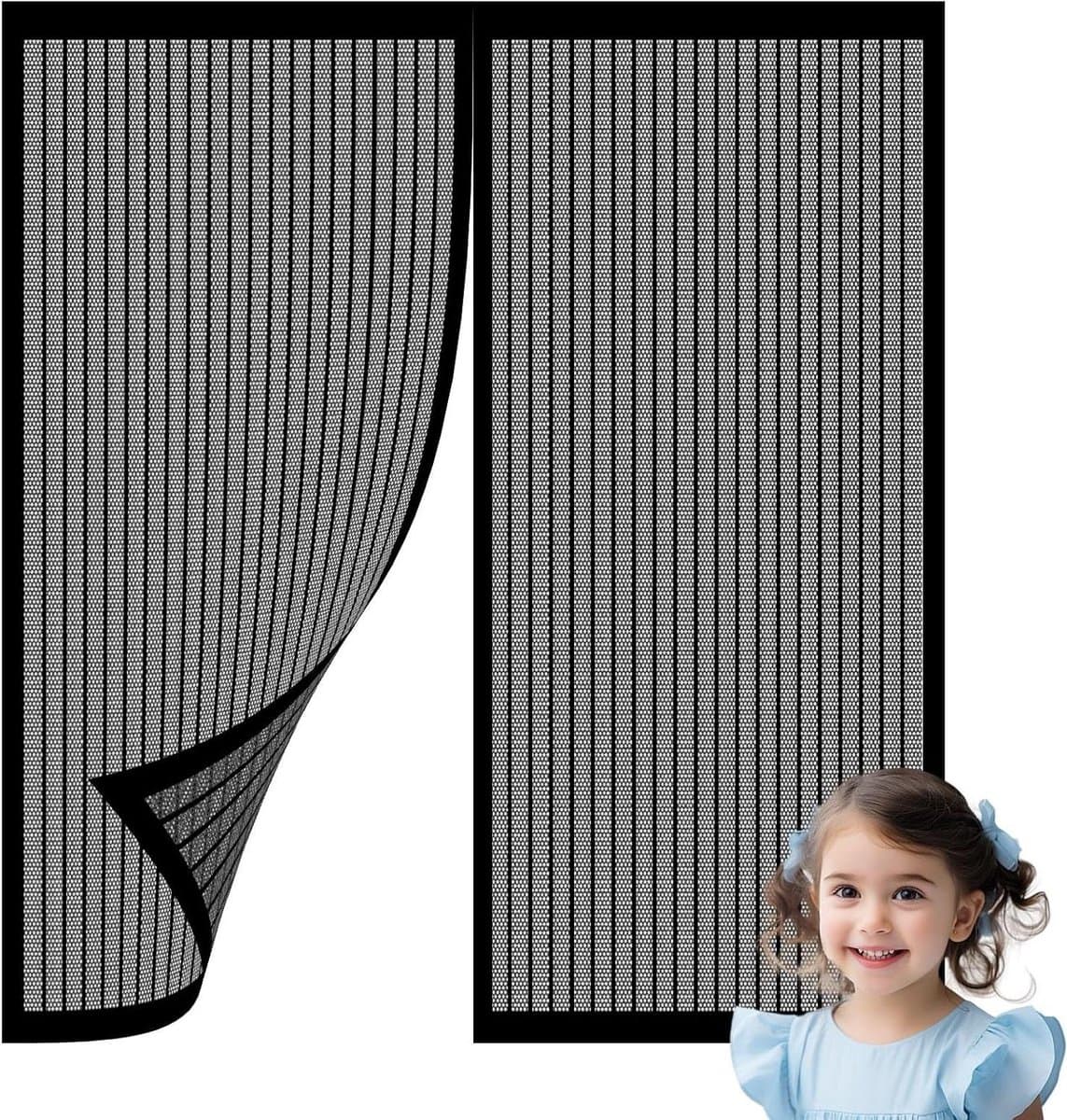 Magnetische Horren - Vliegendeur Hor - Insecten Buiten Houden - Zelfsluitend Met Tape - 69 x 95 cm - Zwart