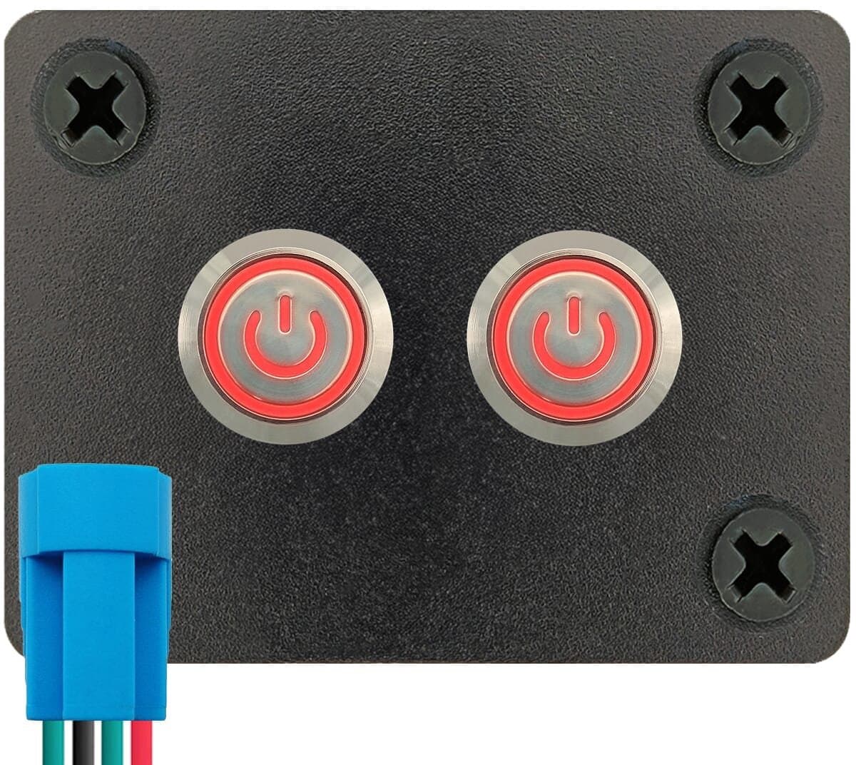 ProRide Metalen Pulsschakelaar 12-24V OFF-(ON) - Tweevoudig Inbouwpaneel - 12mm - IP67 - LED indicatie Rood