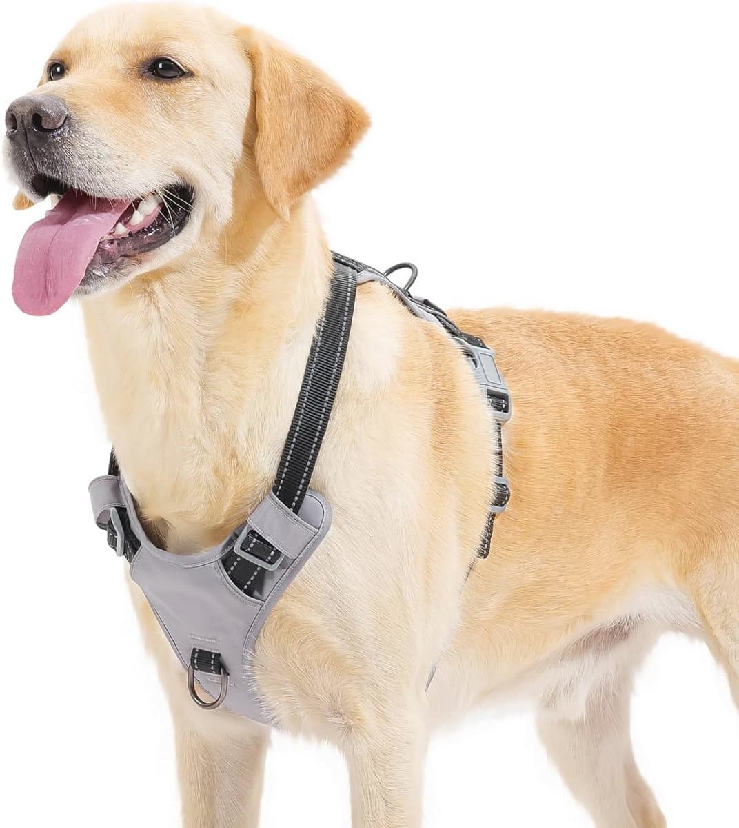 Hondenharnas zonder trek, volledig reflecterend vest met 2 lijnclips, verstelbaar en ademend voor kleine, middelgrote en grote honden voor wandelen, training en hardlopen