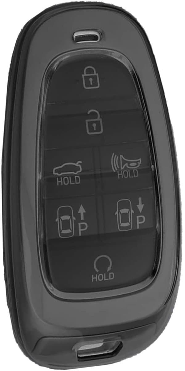 Autosleutel Hoesje geschikt voor Hyundai - Sleutelcover - TPU Cover Sleutelhoes - Accessoires - transparant,zwart